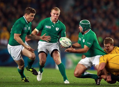 Brian O'Driscoll and Rory Best in action against Australia in 2011.
