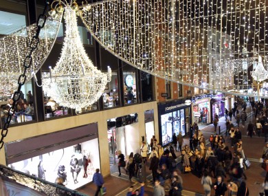Christmas lights on Grafton Street in Dublin