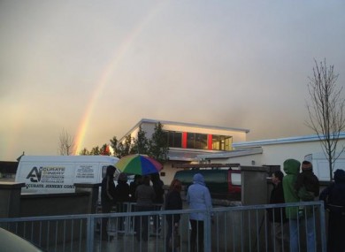 The scene outside Kilfinane NS earlier today
