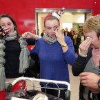 Donna Hayes (25), centre, from Cork is greeted by her mother Margaret and cousin Caoimhe Dulla after traveling home from Singapore for Christmas today at Dublin Airport. Photo: Mark Stedman/Photocall Ireland
