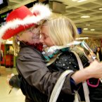 Vicky Gaffney from Waterford and has been living in Sydney for a year and a half is welcomed home for Christmas by her mother Breda Gaffney today at Dublin Airport. Photo: Mark Stedman/Photocall Ireland