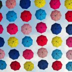 FUZHOU, CHINA - DECEMBER 25: (CHINA OUT) Thousands of umbrellas hang across a shopping street in Fuzhou, Fujian Province of China. (Photo by ChinaFotoPress)
