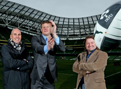 Dempsey, O'Kelly and Byrne at the Aviva to promote the Legends game.