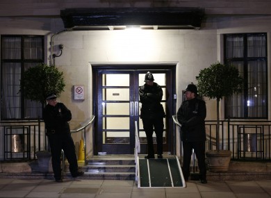 Police officers on duty outside King Edward VII hospital in central London