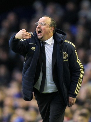 Rafael Benitez, Chelsea's interim manager, gives instructions from the touchline during today's game.