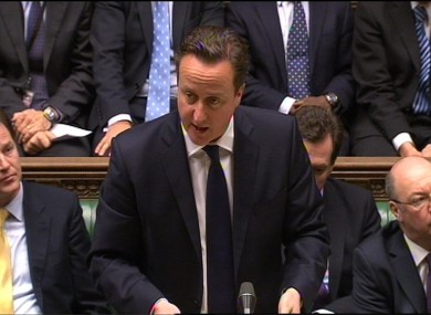 British Prime Minister David Cameron in the House of Commons today.