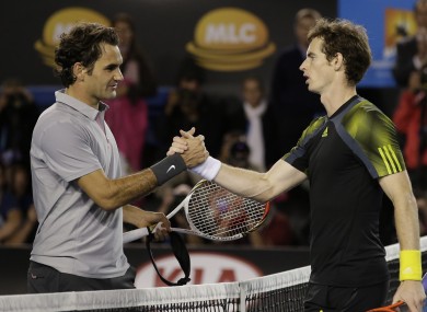 Roger Federer congratulates Andy Murray after the match.