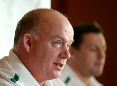 Ireland coach Declan Kidney speaks at yesterday's team announcement.