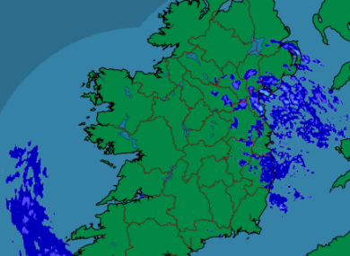 A Met Éireann rainfall radar of Ireland at 10.30am this morning