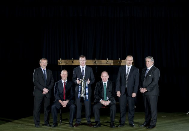 Jacques Brunel, Stuart Lancaster, Rob Howley, Declan Kidney, Philippe Saint-Andre and Scott Johnson 23/1/2013