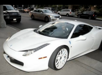 The white Ferrari belonging to Justin Bieber