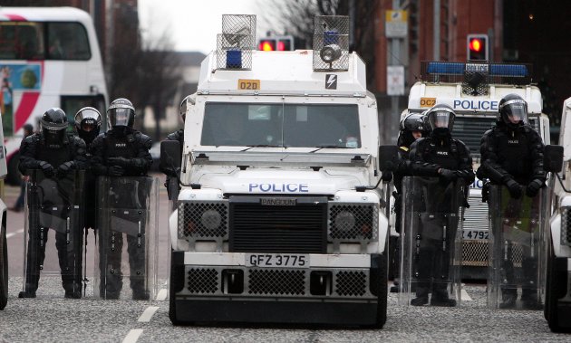 Loyalist protesters converge on Belfast city hall