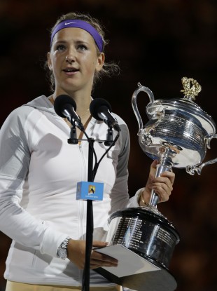 Azarenka with the trophy.