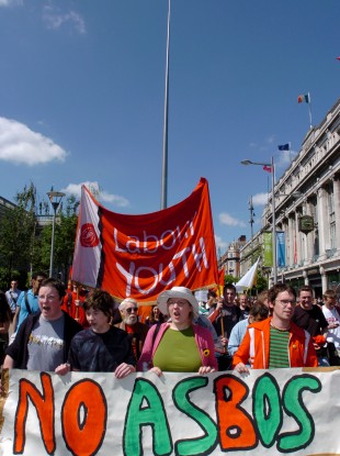 Students protest the introduction of ASBOs in Dublin city centre in 2005