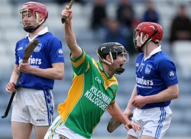 Kilcormac Killoughey's Daniel Currams celebrates his first-half goal.