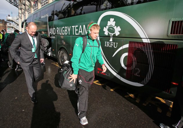 Luke Marshall arrives for today's game 24/2/2013