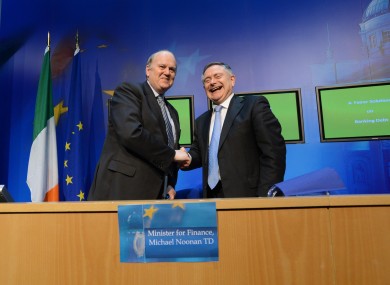 Finance Minister Michael Noonan and Minister for Public Expenditure Brendan Howlin TD yesterday.