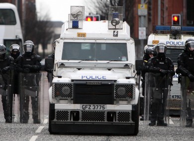 File photo of PSNI officers in riot gear in Belfast