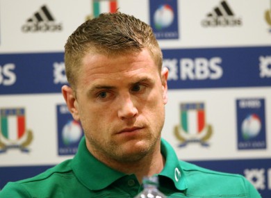 Ireland captain Jamie Heaslip at the post-match briefing.